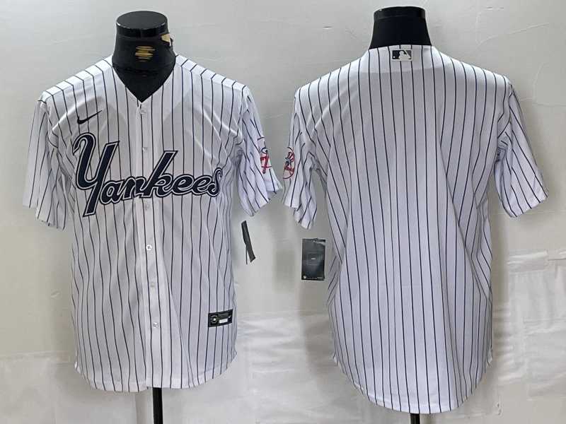 Men%27s New York Yankees Blank White Pinstripe Fashion Cool Base Jersey->philadelphia phillies->MLB Jersey